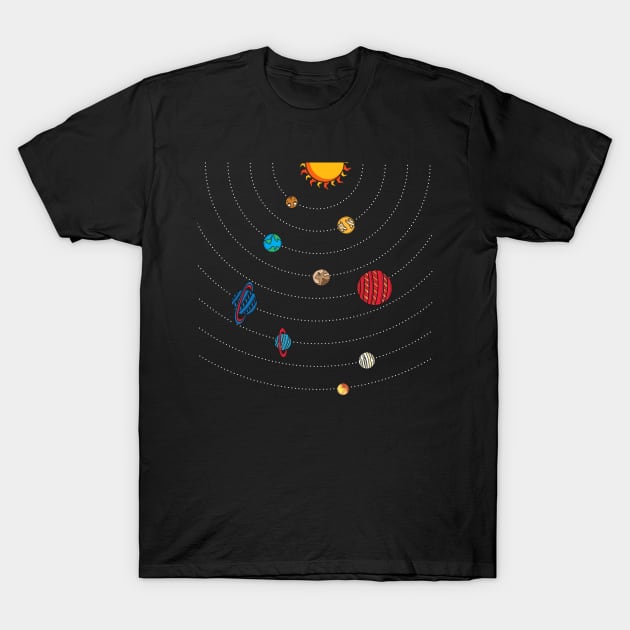 Solar System In Dark Space Funny For Astronomer Nine Planets T-Shirt by mangobanana